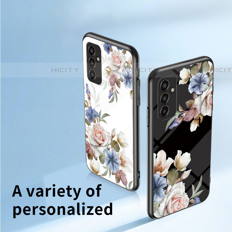 Funda Bumper Silicona Gel Espejo Flores Carcasa para Samsung Galaxy F13 4G