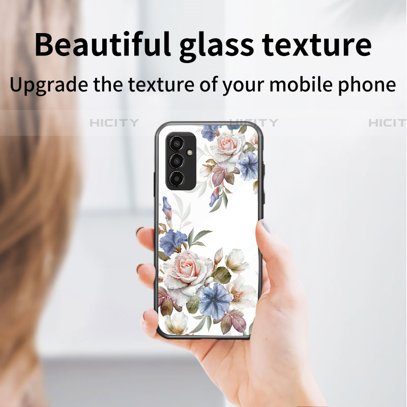 Funda Bumper Silicona Gel Espejo Flores Carcasa para Samsung Galaxy M13 4G