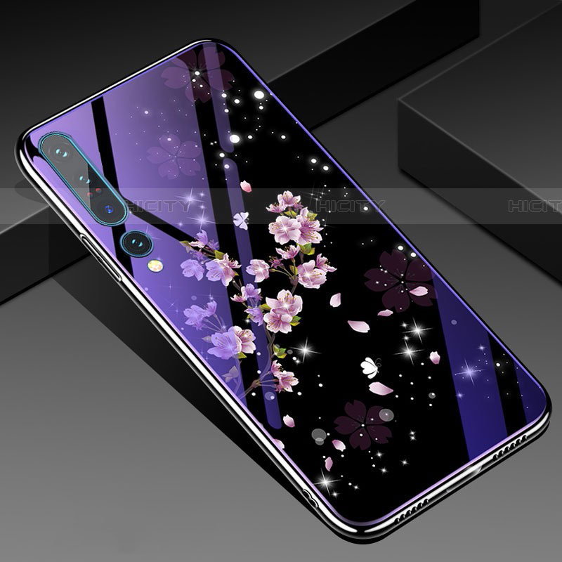 Funda Bumper Silicona Gel Espejo Flores Carcasa para Xiaomi Mi 10 Pro