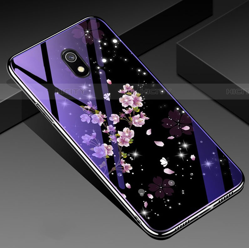 Funda Bumper Silicona Gel Espejo Flores Carcasa para Xiaomi Redmi 8A