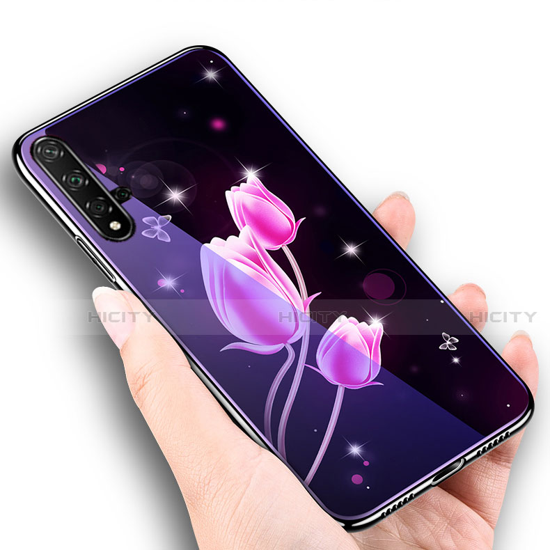 Funda Bumper Silicona Gel Espejo Flores Carcasa S01 para Huawei Honor 20