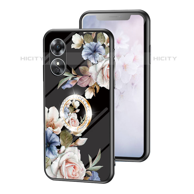 Funda Bumper Silicona Gel Espejo Flores Carcasa S01 para Oppo A17