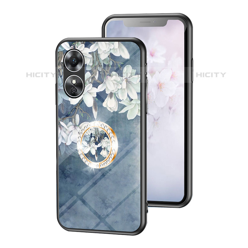 Funda Bumper Silicona Gel Espejo Flores Carcasa S01 para Oppo A17