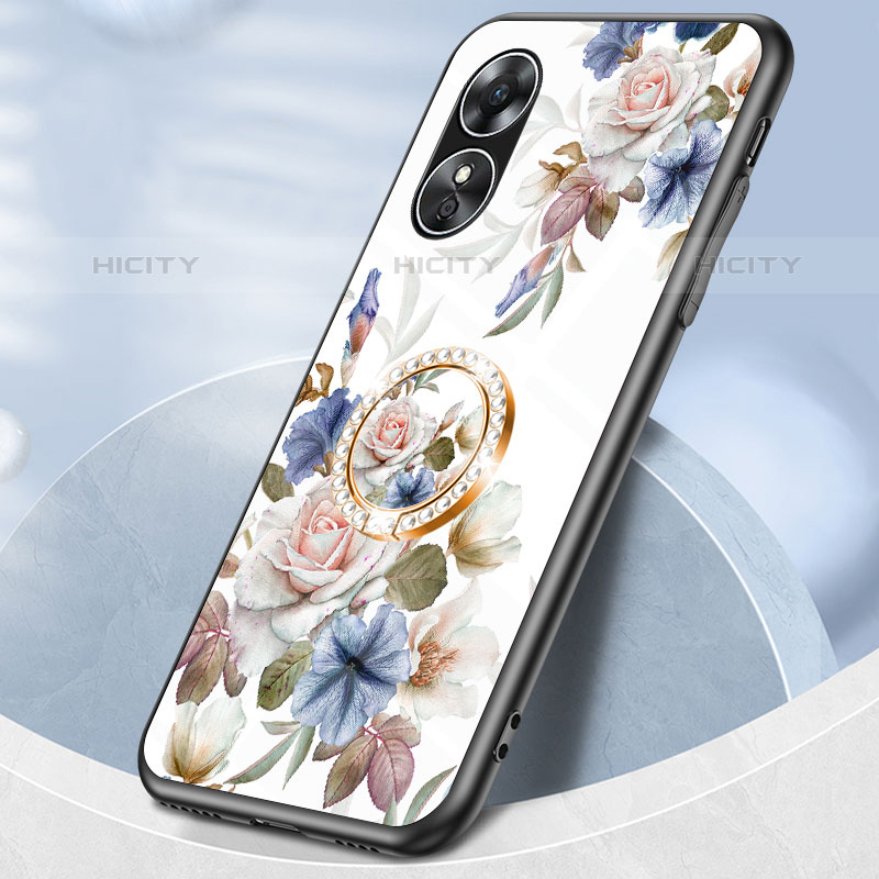 Funda Bumper Silicona Gel Espejo Flores Carcasa S01 para Oppo A17