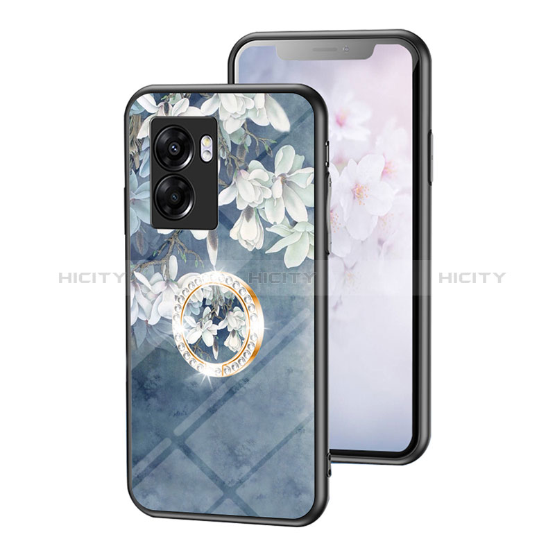 Funda Bumper Silicona Gel Espejo Flores Carcasa S01 para Oppo A56S 5G