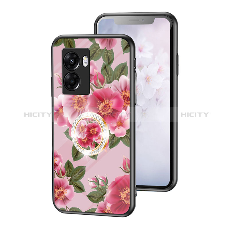 Funda Bumper Silicona Gel Espejo Flores Carcasa S01 para Oppo A56S 5G