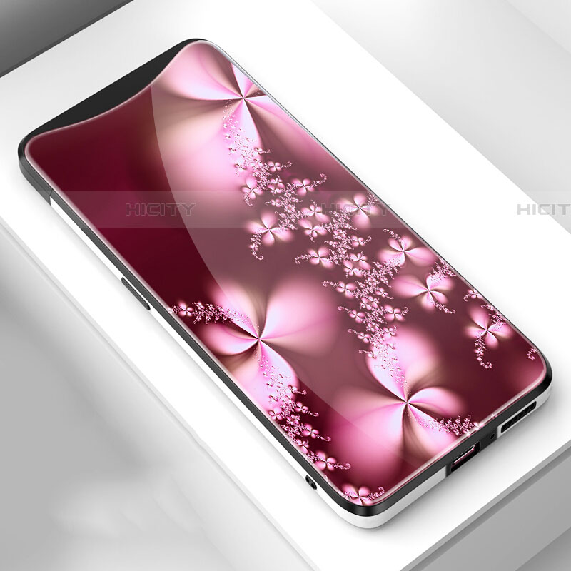 Funda Bumper Silicona Gel Espejo Flores Carcasa S01 para Oppo Find X