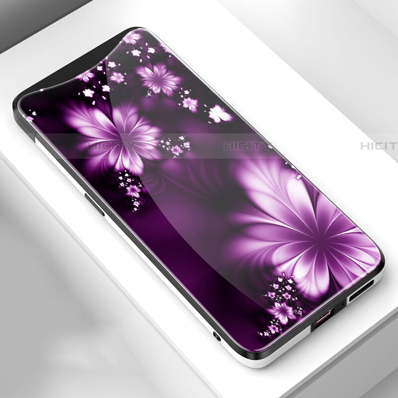 Funda Bumper Silicona Gel Espejo Flores Carcasa S01 para Oppo Find X Super Flash Edition