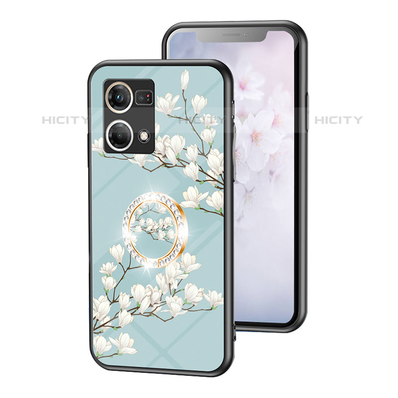 Funda Bumper Silicona Gel Espejo Flores Carcasa S01 para Oppo Reno7 4G