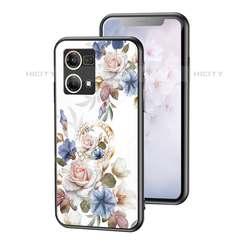 Funda Bumper Silicona Gel Espejo Flores Carcasa S01 para Oppo Reno8 4G