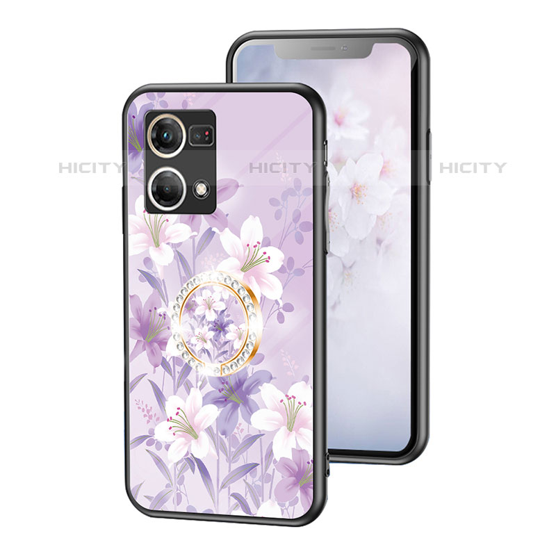 Funda Bumper Silicona Gel Espejo Flores Carcasa S01 para Oppo Reno8 4G