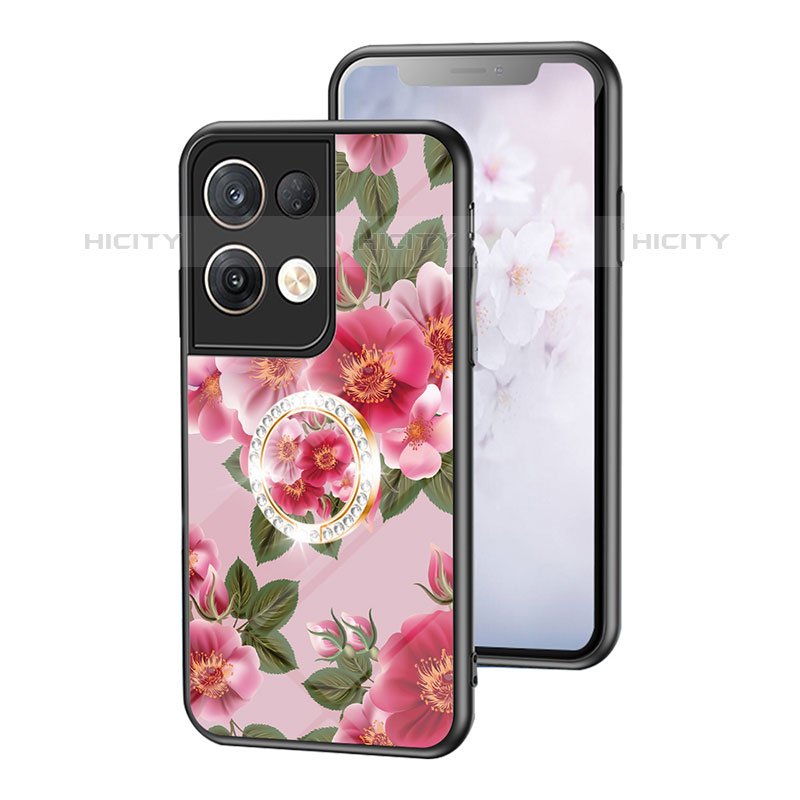 Funda Bumper Silicona Gel Espejo Flores Carcasa S01 para Oppo Reno8 Pro+ Plus 5G