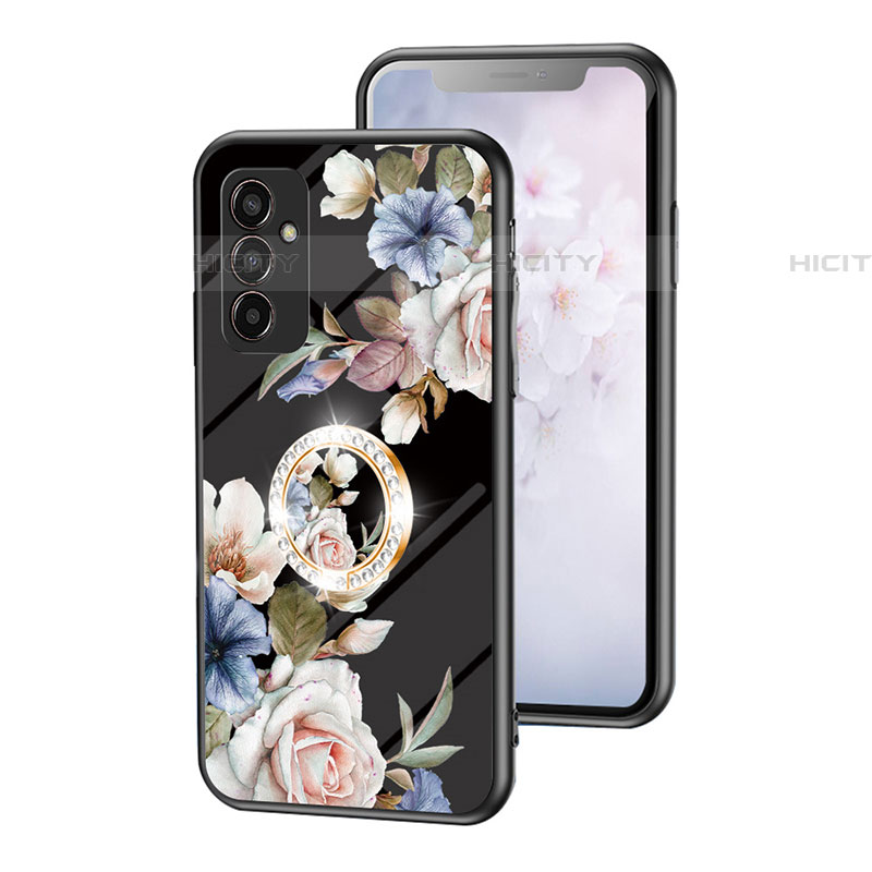 Funda Bumper Silicona Gel Espejo Flores Carcasa S01 para Samsung Galaxy M13 4G Negro