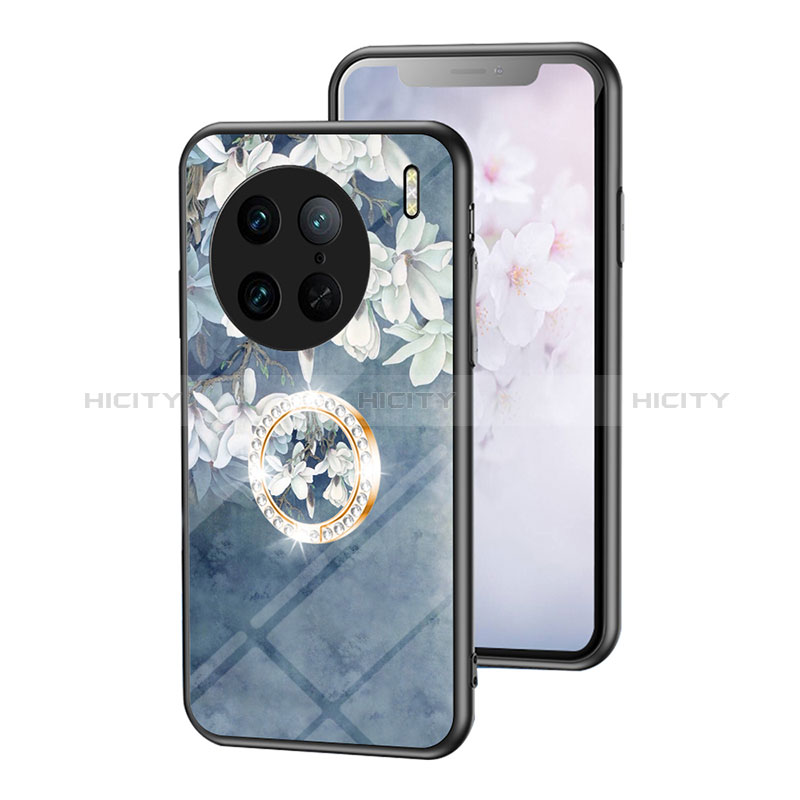 Funda Bumper Silicona Gel Espejo Flores Carcasa S01 para Vivo X90 Pro 5G