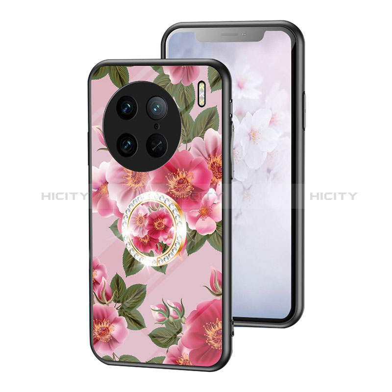 Funda Bumper Silicona Gel Espejo Flores Carcasa S01 para Vivo X90 Pro 5G