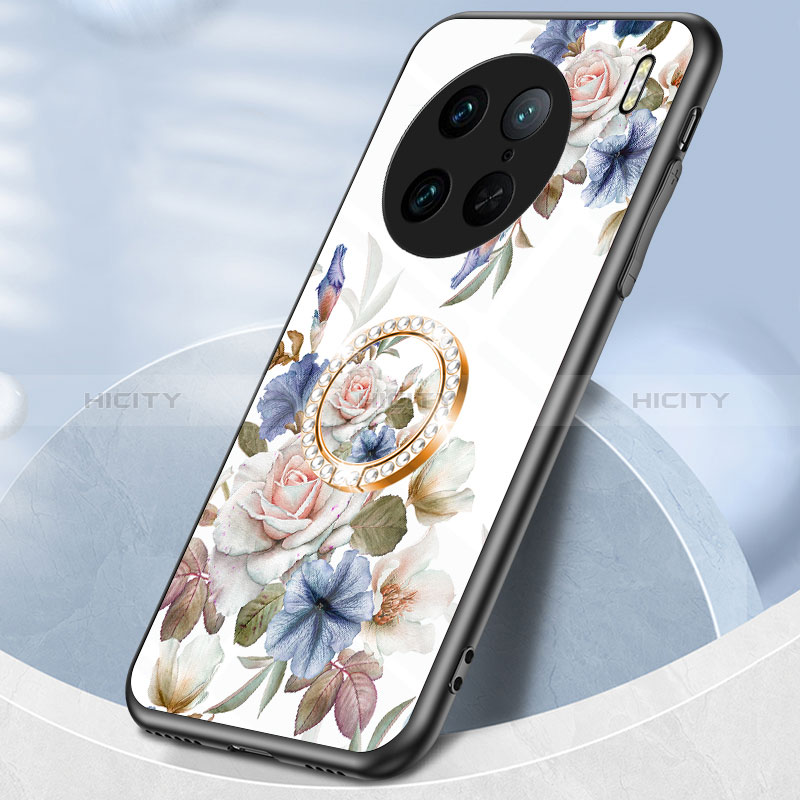 Funda Bumper Silicona Gel Espejo Flores Carcasa S01 para Vivo X90 Pro 5G