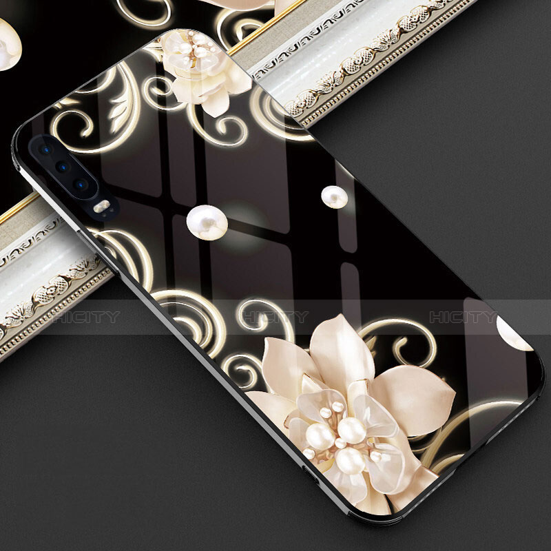 Funda Bumper Silicona Gel Espejo Flores Carcasa S02 para Huawei P30