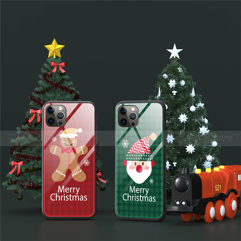 Funda Bumper Silicona Gel Espejo Navidad de Moda Carcasa para Apple iPhone 12 Pro