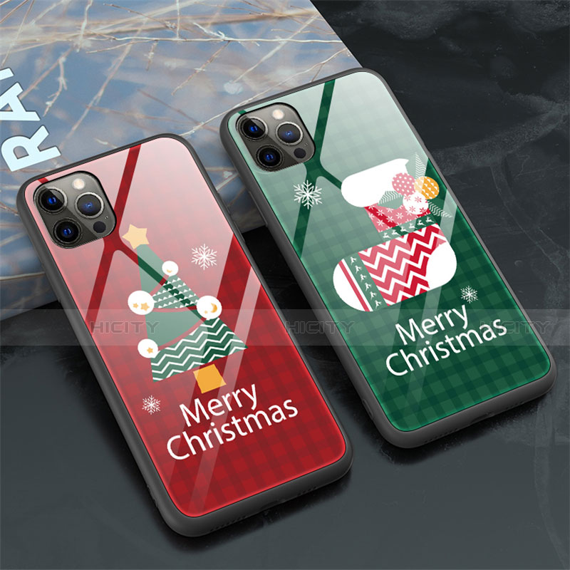 Funda Bumper Silicona Gel Espejo Navidad de Moda Carcasa para Apple iPhone 12 Pro Max