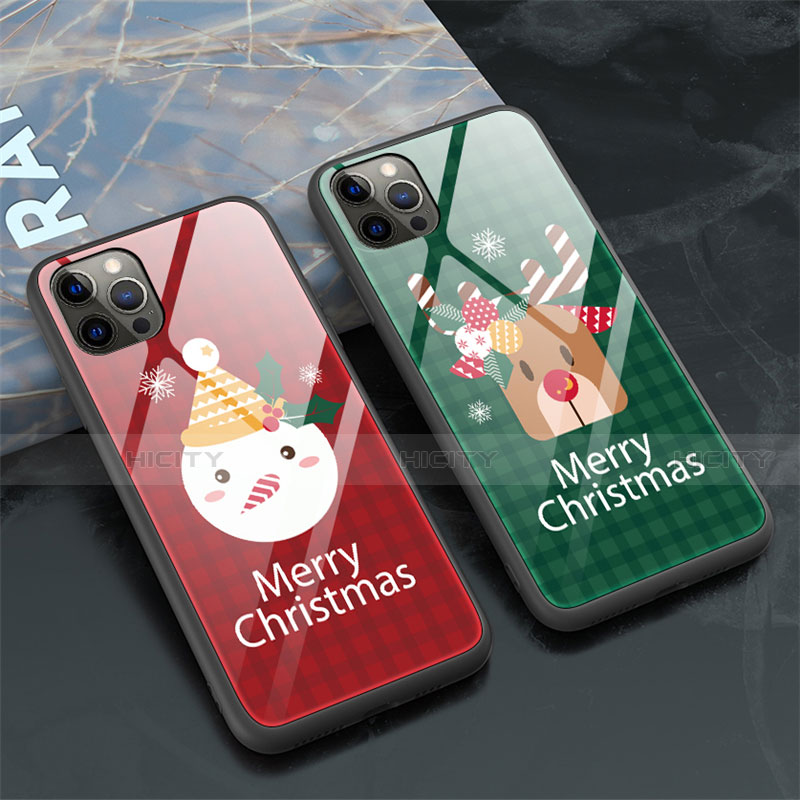 Funda Bumper Silicona Gel Espejo Navidad de Moda Carcasa para Apple iPhone 12 Pro Max