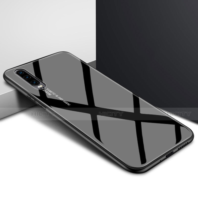 Funda Bumper Silicona Gel Espejo Patron de Moda Carcasa K04 para Huawei P30 Negro