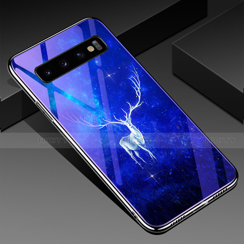 Funda Bumper Silicona Gel Espejo Patron de Moda Carcasa K05 para Samsung Galaxy S10 Azul