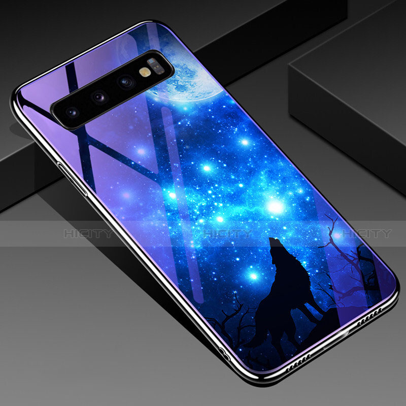 Funda Bumper Silicona Gel Espejo Patron de Moda Carcasa K05 para Samsung Galaxy S10 Cian