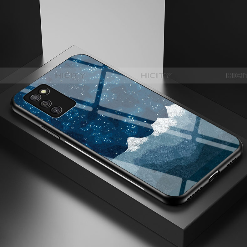 Funda Bumper Silicona Gel Espejo Patron de Moda Carcasa LS1 para Samsung Galaxy A03s Azul