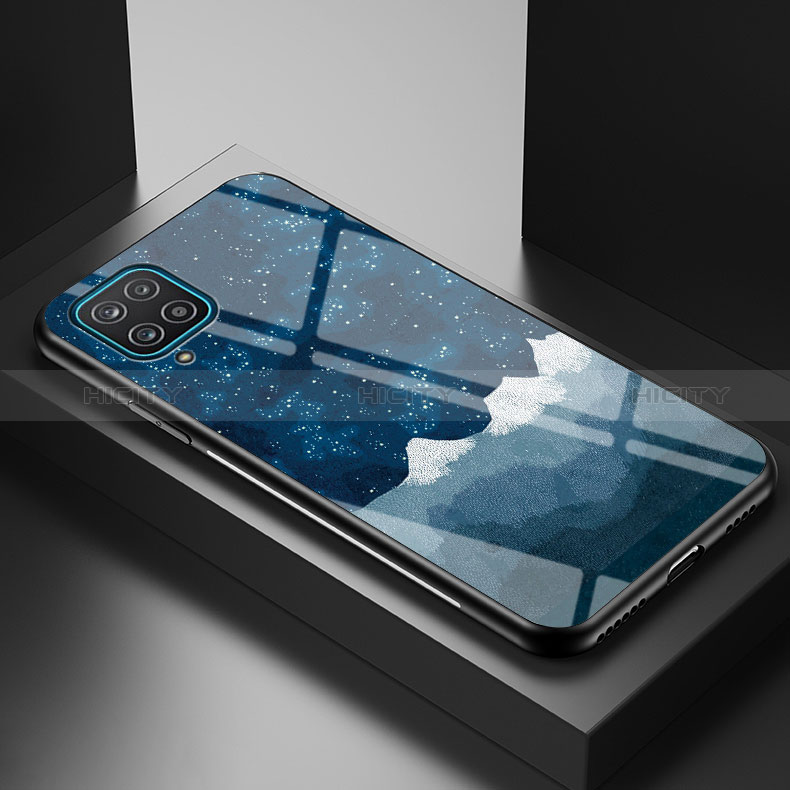 Funda Bumper Silicona Gel Espejo Patron de Moda Carcasa LS1 para Samsung Galaxy A12 5G Azul