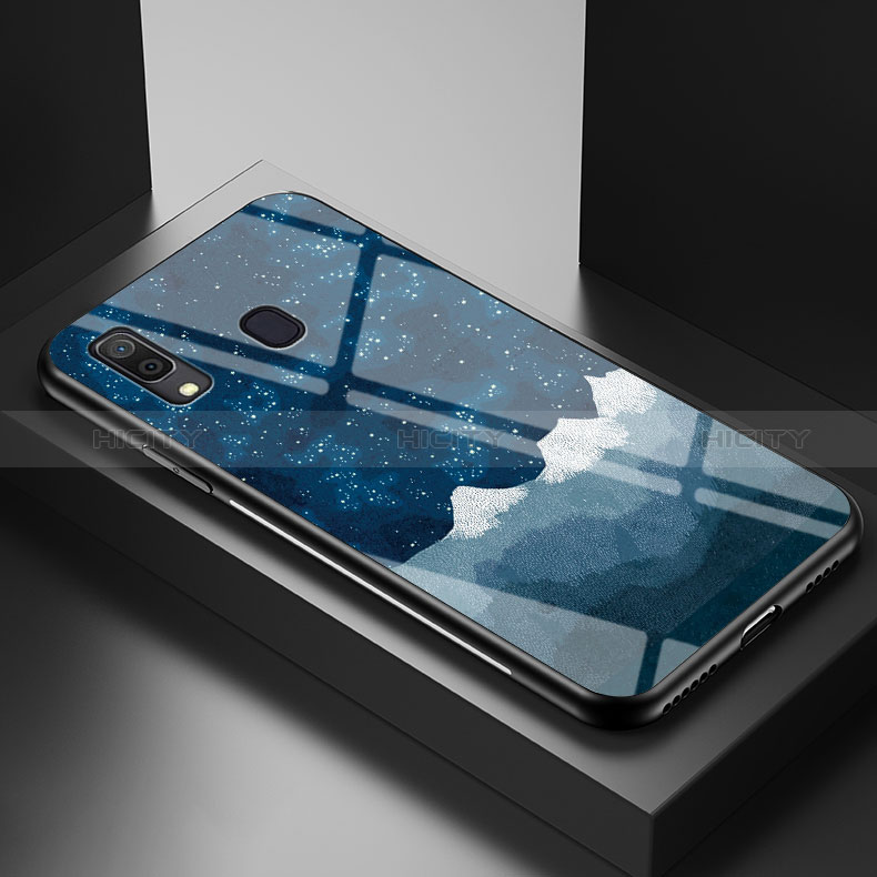 Funda Bumper Silicona Gel Espejo Patron de Moda Carcasa LS1 para Samsung Galaxy A30 Azul