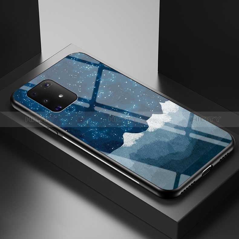 Funda Bumper Silicona Gel Espejo Patron de Moda Carcasa LS1 para Samsung Galaxy A91 Azul