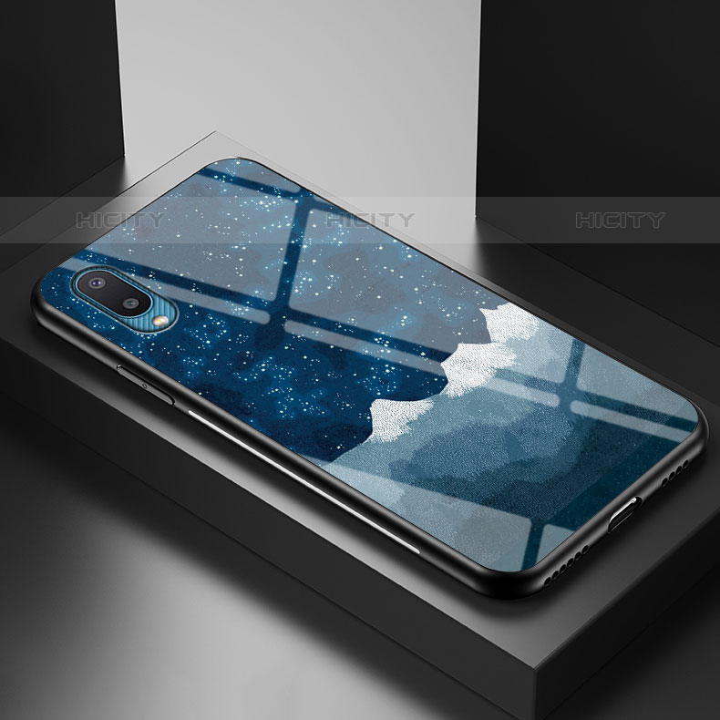 Funda Bumper Silicona Gel Espejo Patron de Moda Carcasa LS1 para Samsung Galaxy M02 Azul