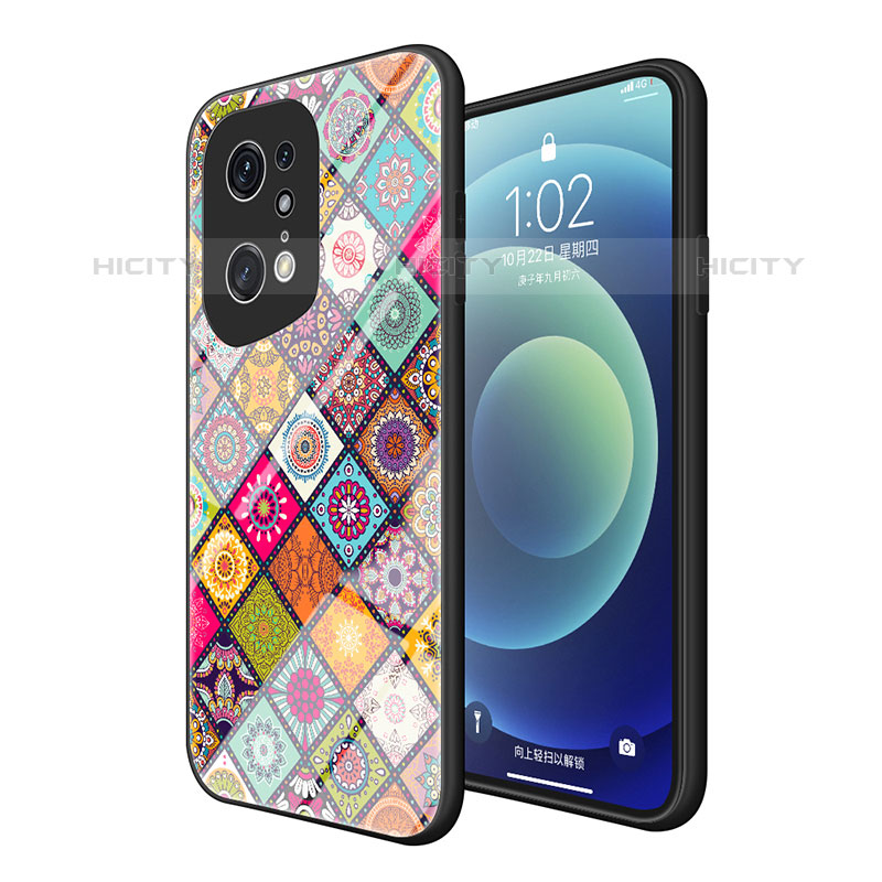 Funda Bumper Silicona Gel Espejo Patron de Moda Carcasa LS2 para Oppo Find X5 Pro 5G