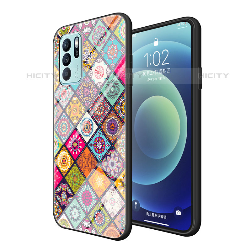 Funda Bumper Silicona Gel Espejo Patron de Moda Carcasa LS2 para Oppo Reno6 Z 5G