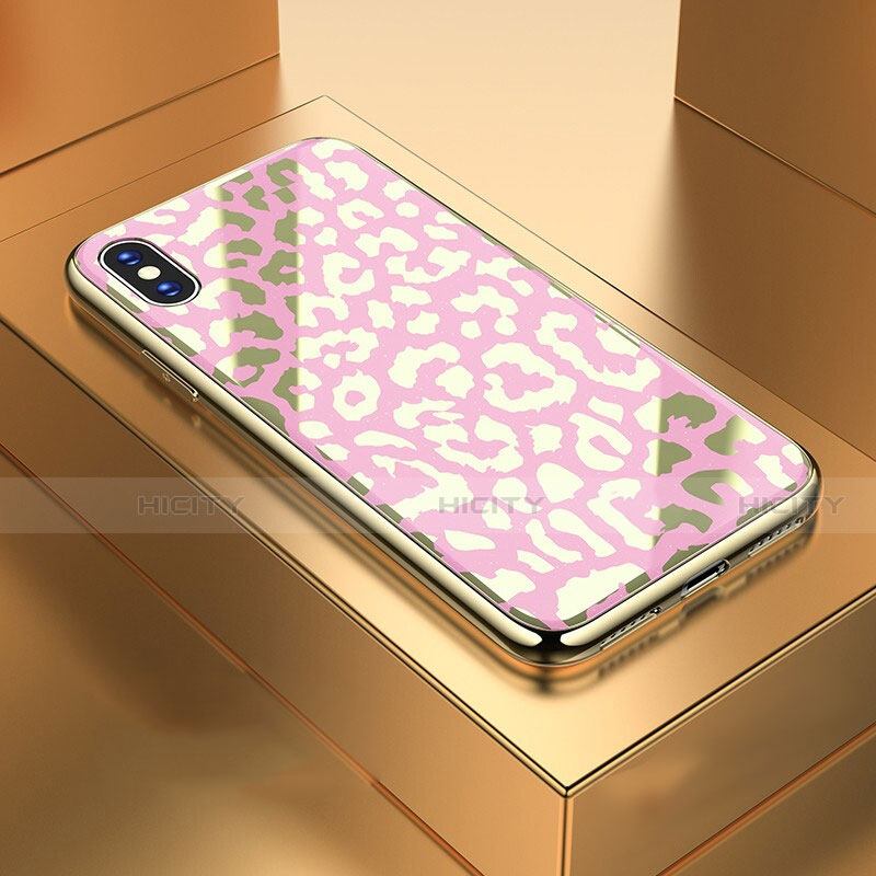 Funda Bumper Silicona Gel Espejo Patron de Moda Carcasa para Apple iPhone X Oro Rosa