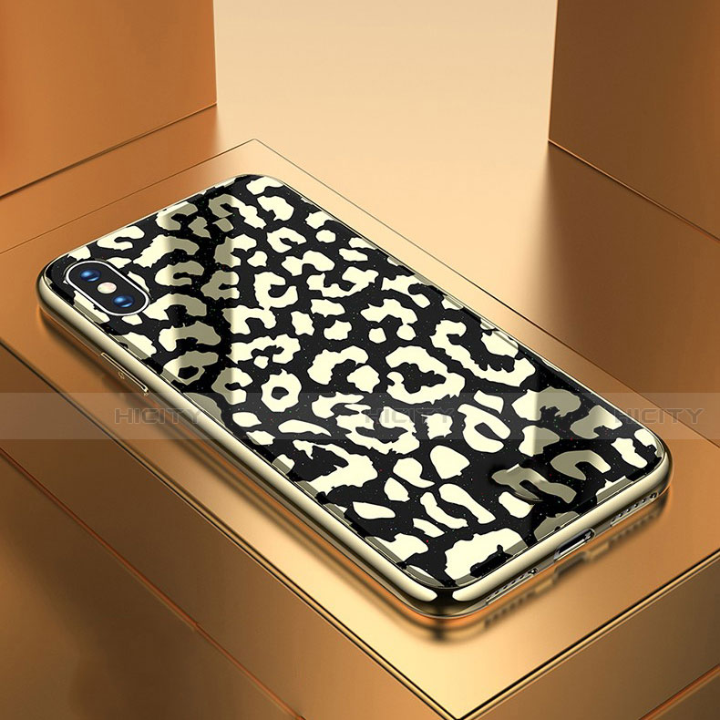 Funda Bumper Silicona Gel Espejo Patron de Moda Carcasa para Apple iPhone Xs Negro