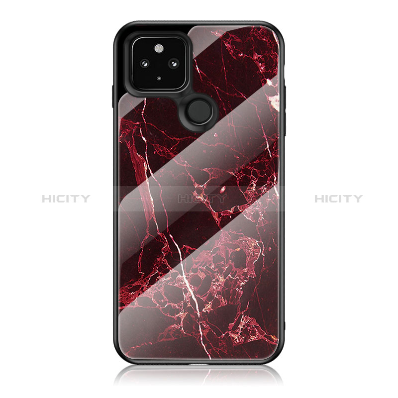 Funda Bumper Silicona Gel Espejo Patron de Moda Carcasa para Google Pixel 5 XL 5G Rojo