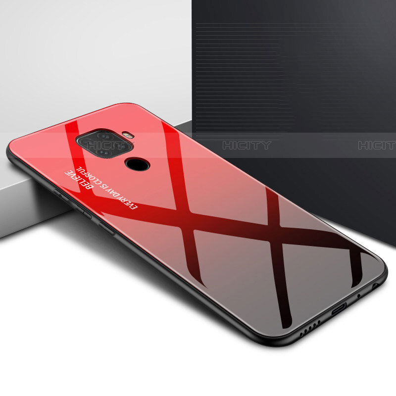 Funda Bumper Silicona Gel Espejo Patron de Moda Carcasa para Huawei Mate 30 Lite Rojo