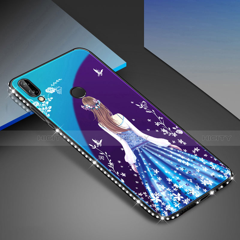Funda Bumper Silicona Gel Espejo Patron de Moda Carcasa para Huawei P20 Lite Azul