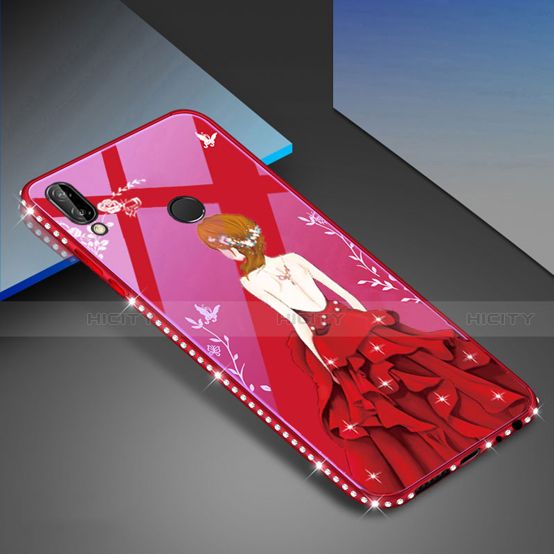 Funda Bumper Silicona Gel Espejo Patron de Moda Carcasa para Huawei P20 Lite Rojo