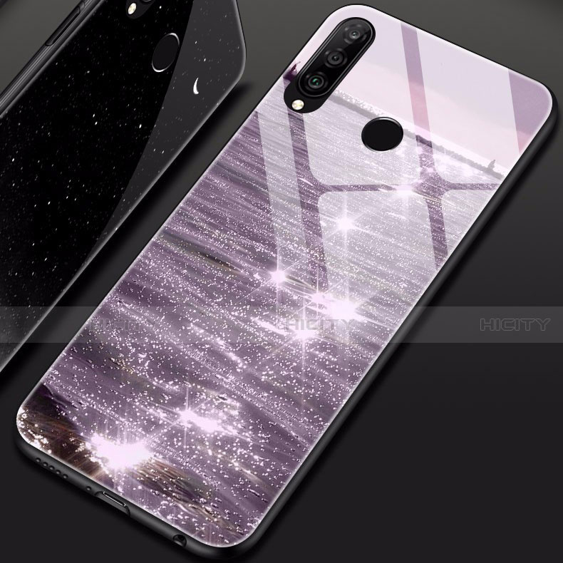 Funda Bumper Silicona Gel Espejo Patron de Moda Carcasa para Huawei P30 Lite Morado