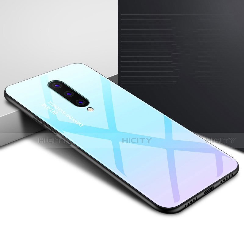 Funda Bumper Silicona Gel Espejo Patron de Moda Carcasa para OnePlus 8 Azul Cielo