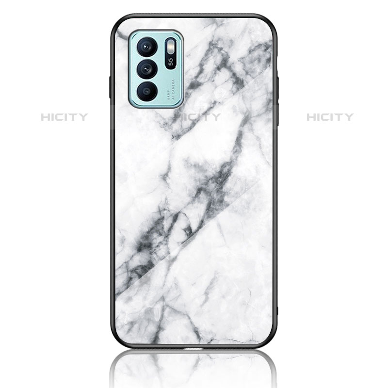 Funda Bumper Silicona Gel Espejo Patron de Moda Carcasa para Oppo Reno6 Z 5G Blanco