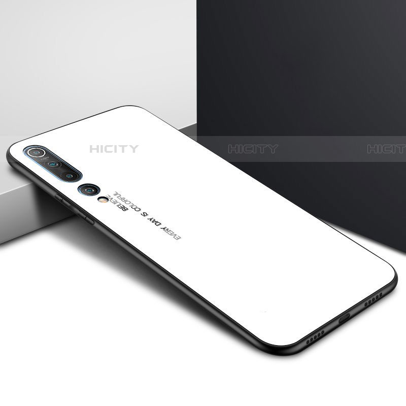 Funda Bumper Silicona Gel Espejo Patron de Moda Carcasa para Xiaomi Mi 10 Pro Blanco