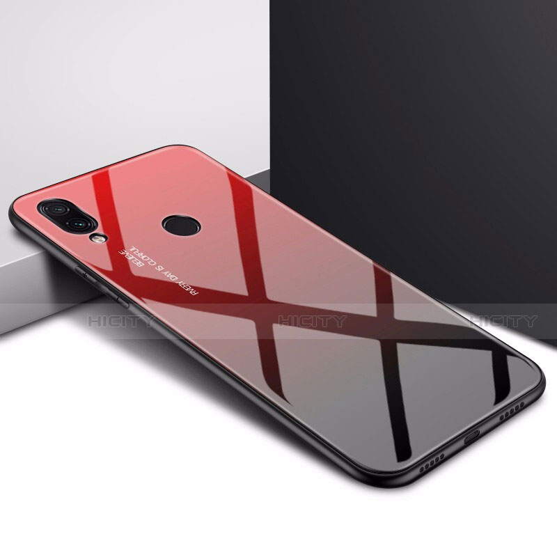 Funda Bumper Silicona Gel Espejo Patron de Moda Carcasa para Xiaomi Redmi Note 7 Pro Rojo