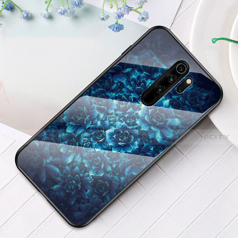 Funda Bumper Silicona Gel Espejo Patron de Moda Carcasa para Xiaomi Redmi Note 8 Pro Azul