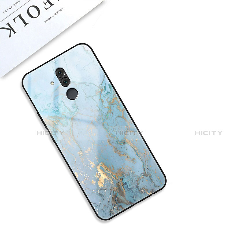 Funda Bumper Silicona Gel Espejo Patron de Moda Carcasa S01 para Huawei Mate 20 Lite Cian