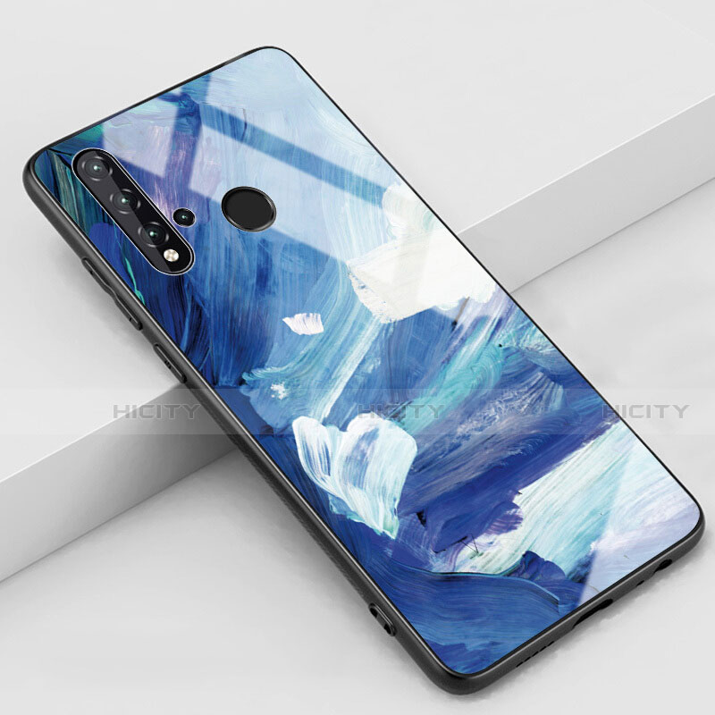 Funda Bumper Silicona Gel Espejo Patron de Moda Carcasa S01 para Huawei P20 Lite (2019) Azul