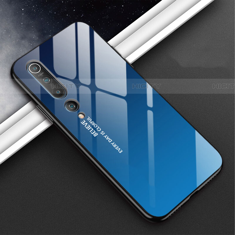 Funda Bumper Silicona Gel Espejo Patron de Moda Carcasa S02 para Xiaomi Mi 10 Azul