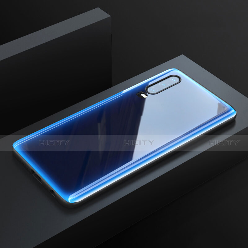 Funda Bumper Silicona Gel Espejo Patron de Moda Carcasa Z02 para Huawei P30 Azul Cielo